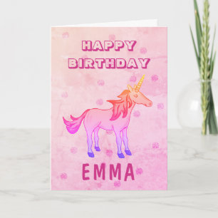 Cartão Cute Rainbow Unicorn Happy Birthday