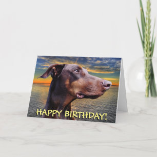 Cartão Cute red doberman birthday card