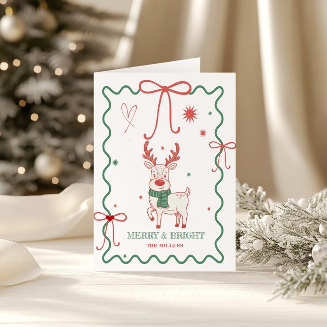 Cartão Cute Reindeer Handdrawn Frame (Criador carregado)