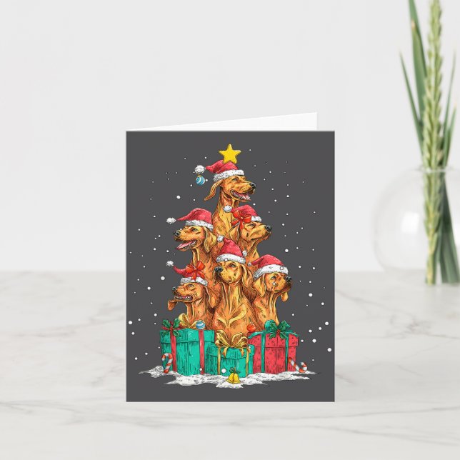 Cartão Cute Rhodesian Ridgeback Le Dog Christmas Tree Xma (Frente)