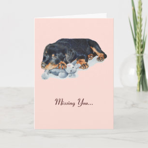 Cartão cute rottweiler puppy dog missing you