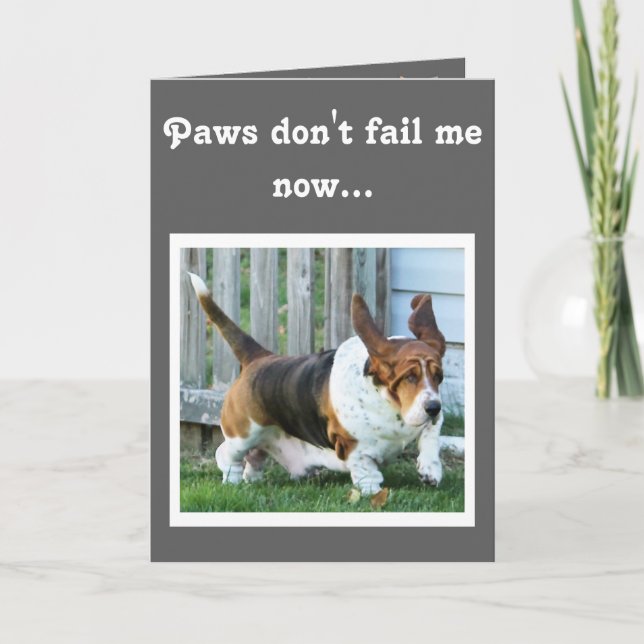 Cartão Cute Running Basset on Funny "Father's Day" Card (Frente)