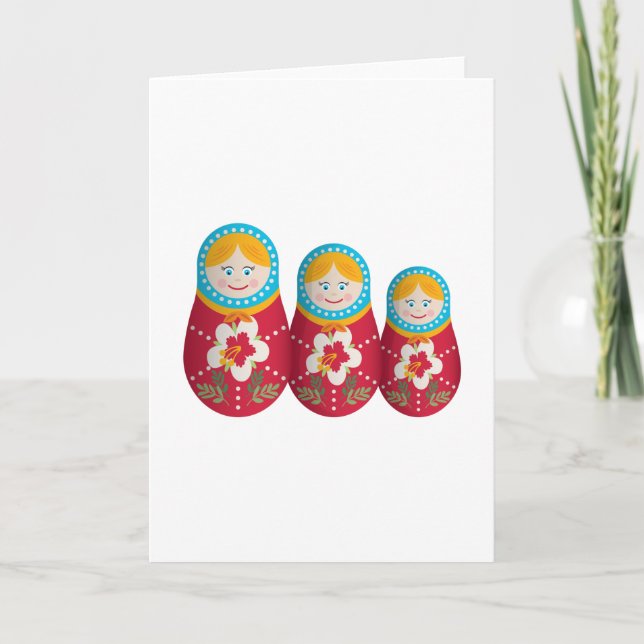 Cartão Cute Russian Nesting Doll Matryoshka Graphic (Frente)