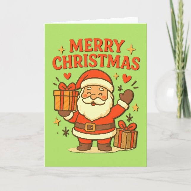 Cartão  Cute Santa Claus Christmas Art –  Merry Christmas (Frente)
