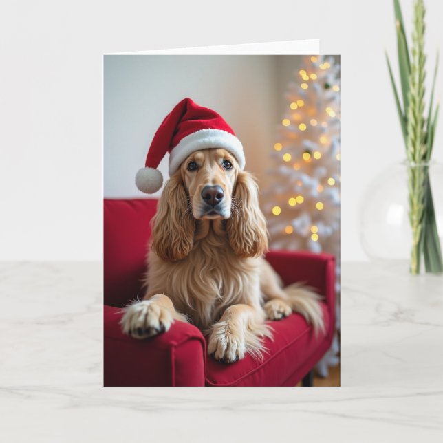 Cartão Cute Santa Dog Holiday Card (Frente)