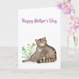 Cartão Cute Scottish Wildcats Mother's Day card