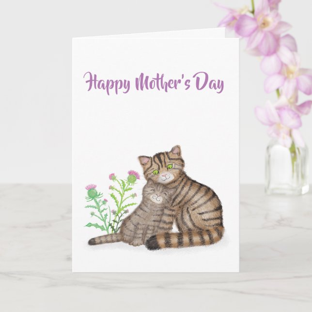 Cartão Cute Scottish Wildcats Mother's Day card (Orquídea)