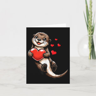 Cartão Cute Sea Otter Dia dos Namorados Coração Amante Ca