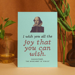 Cartão Cute Shakespeare Joy Cote Dark Academia Birthday