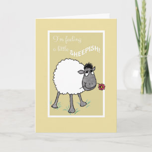 Cartão Cute Sheep, Feeling Sheepish, Sorry, Apology Card