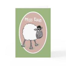 Cute Sheep, Miss Ewe, Fun Greeting Card