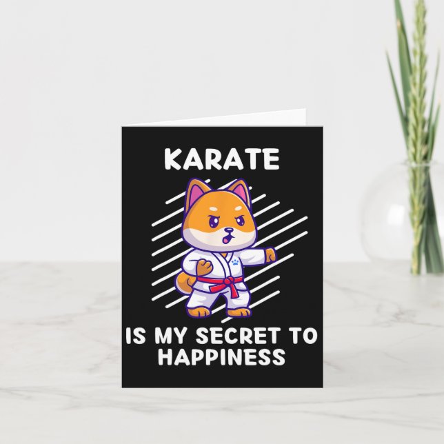 Cartão Cute Shi Inu Karate É Meu Segredo Para Felicidade  (Frente)