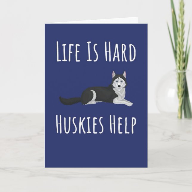 Cartão Cute Siberian Husky Cards Snow Blue Eyes Dog  (Frente)