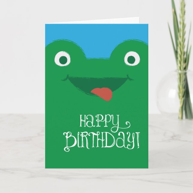 Cartão Cute Silly Frog Birthday Card (Frente)