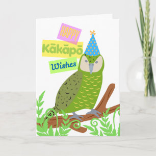 Cartão Cute Sincere Kakapo Birthday Kia Ora