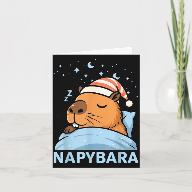 Cartão Cute Sleepy Capybara Funny Napybara Pajamas  (Frente)