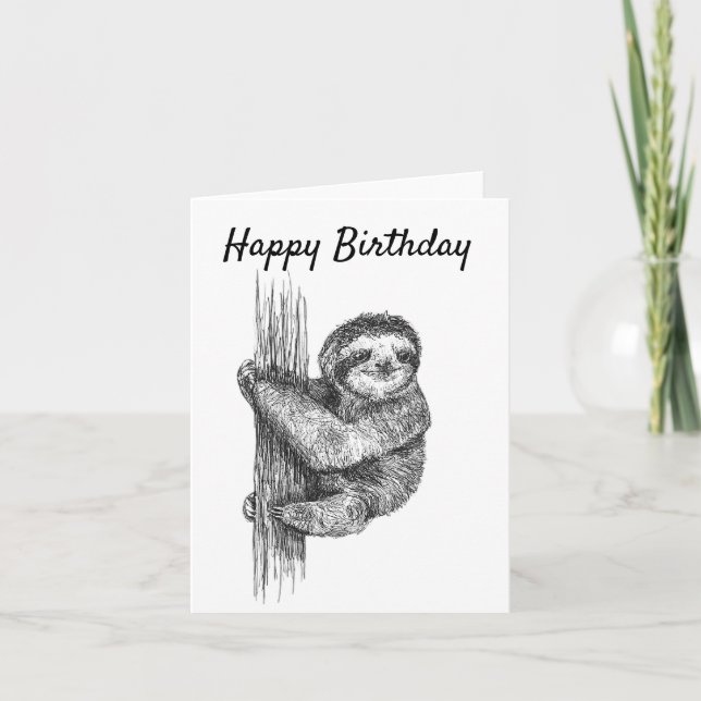 Cartão Cute Sloth Birthday card (Frente)