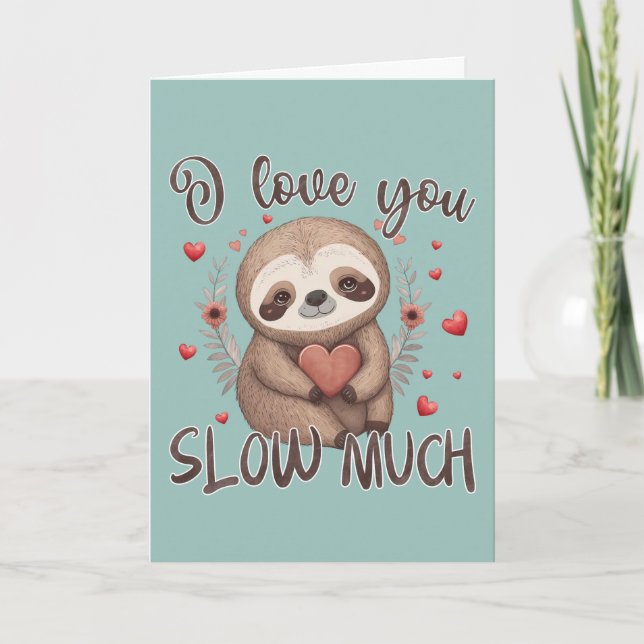 Cartão Cute sloth punhado de dia dos namorados eu amo voc (Frente)