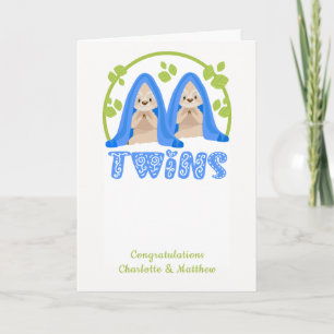 Cartão Cute Sloth Two Boys New Twin Babies