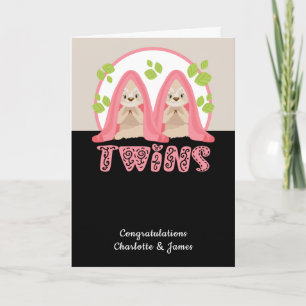 Cartão Cute Sloth Two Girls New Twin Babies