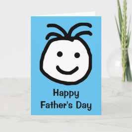 Cartão Cute Smiling Happy Face Blue Fathers Day