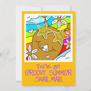 Cartão Cute Snail Groovy Summer Mail Saudação