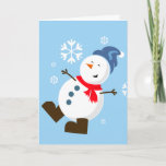 Cartão Cute Snowman<br><div class="desc">Adicione seu próprio cartões de natal personalizado. Você pode copiar o texto para o interior e adicionar uma mensagem de feriado com o mesmo estilo de fonte e cor.</div>