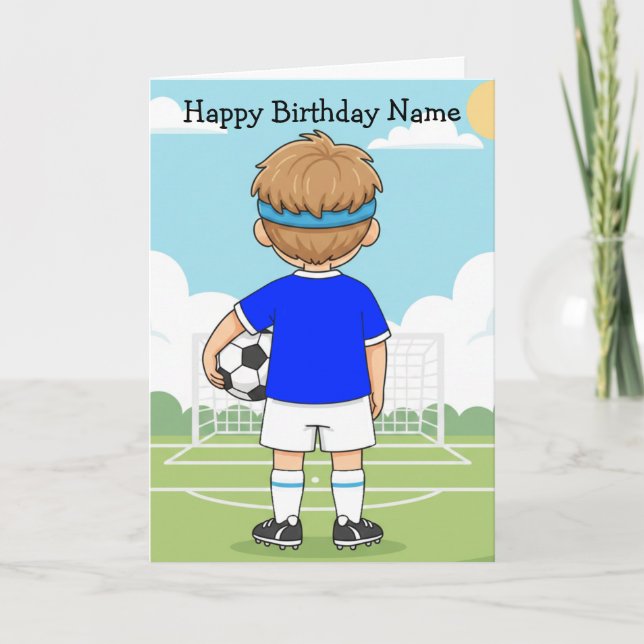 Cartão Cute Soccer Football Boy Birthday Card (Frente)