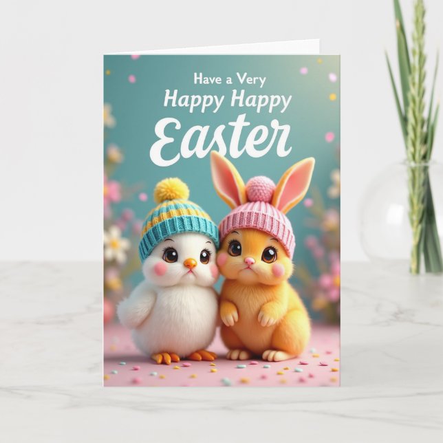 Cartão Cute Spring Animals Greeting Card (Frente)