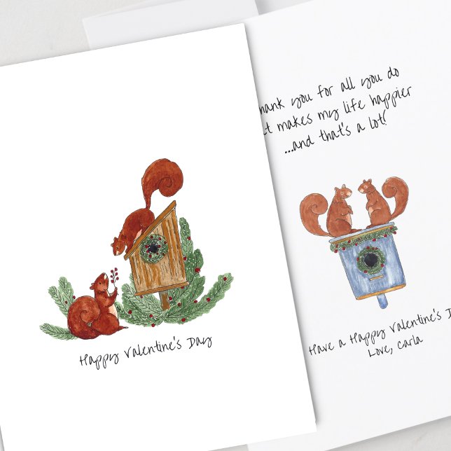Cartão Cute Squirrels Valentine's Day Card (Criador carregado)
