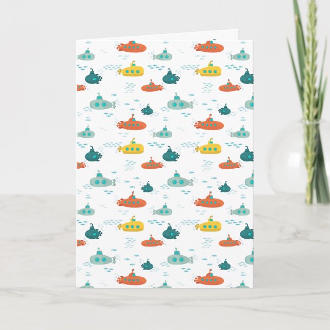 Cartão Cute Submarine Nautical Deep Sea Fish Pattern (Frente)