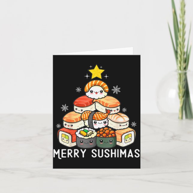 Cartão Cute Sushi Christmas Tree Fast For Food Lover Men  (Frente)