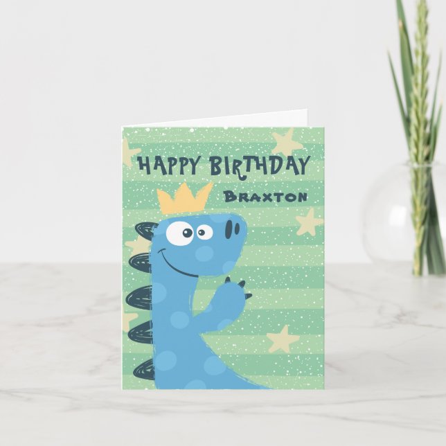 Cartão Cute T-Rex Dinosaur Children's Birthday (Frente)