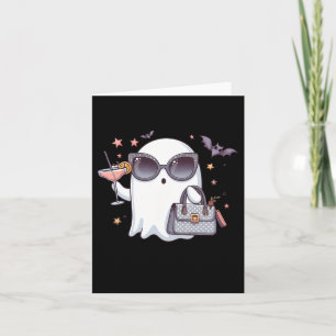 Cartão Cute Tail Ghost Boujee Boojee Halloween Bebendo C
