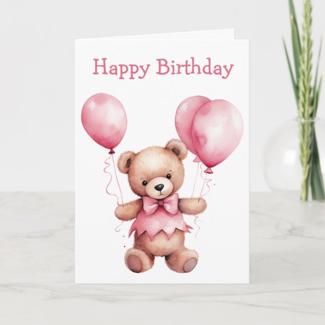 Cartão Cute Teddy Bear Birthday Card (Frente)
