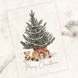 Cartão Cute Teddy Bear Christmas Tree Card