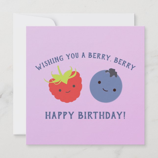 Cartão Cute tem Berry Happy Birthday Berries Kawaii (Frente)