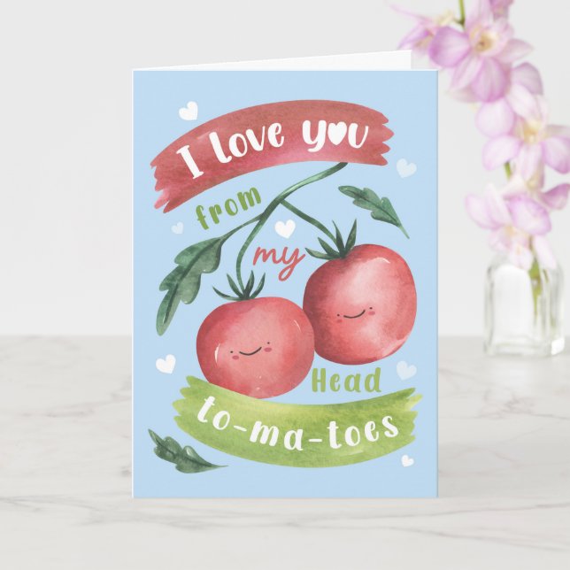 Cartão Cute Tomato Valentine’s Card – Head to-Ma-Toes (Orquídea)