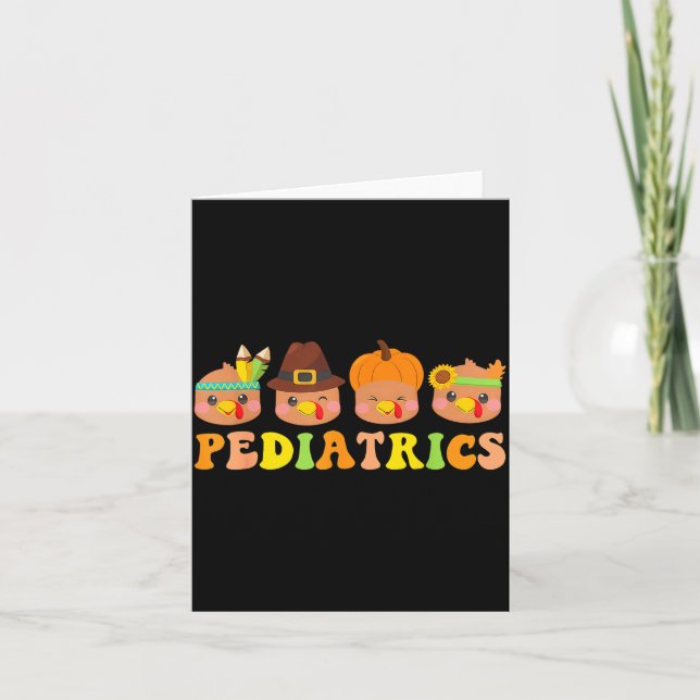 Cartão Cute Turkeys Pediatrics Pumpkin Thanksgiving Fall  (Frente)