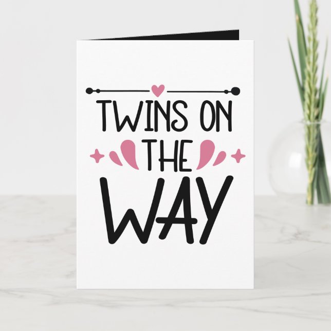 Cartão Cute twins word art add message inside  (Frente)