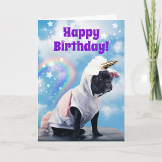Cartão Cute Unicorn Dog Farting Rainbows Teen Birthday