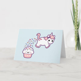 Cartão Cute Unicorn with Cupcake