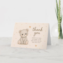 Cartão Cute Urso Teddy Cinza Baby Shower Obrigado