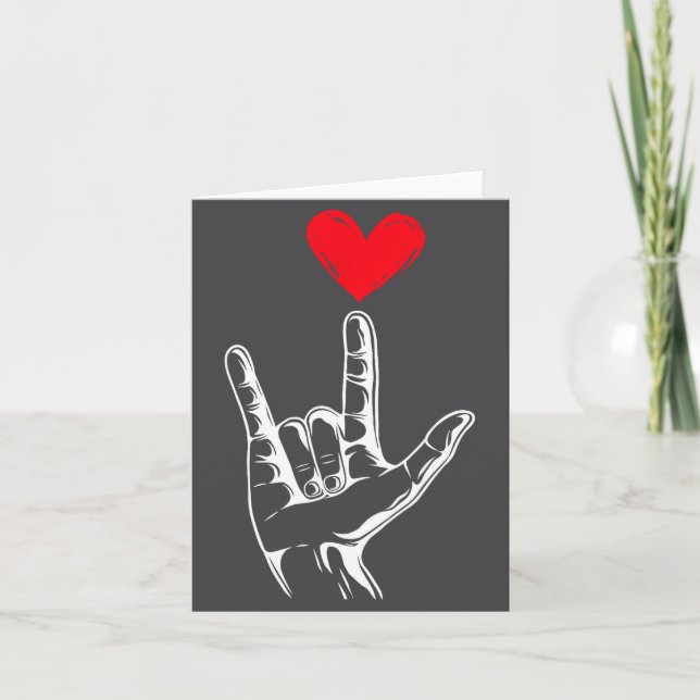 Cartão Cute Valentines Day I Love You Hand Sign Language  (Frente)