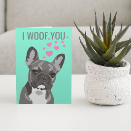 Cartão Cute Valentines do Cachorro | Bulldog Francês