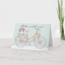 Cartão Cute Vintage Bicycle Flower Basket Greeting Card