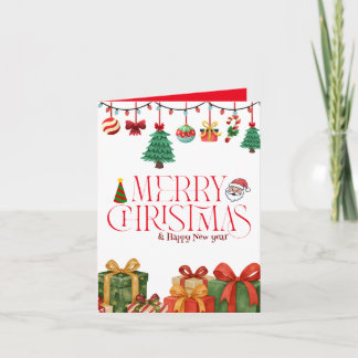 Cartão Cute Watercolor Christmas Gifts Folded Card