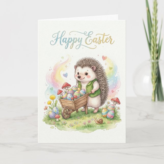 Cartão Cute Watercolor Esquilo Easter (Frente)