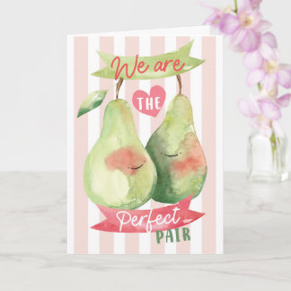Cartão Cute Watercolour Pair Pear Valentine Anniversary