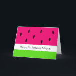 Cartão Cute Watermelon Birthday<br><div class="desc">A cute watermelon birthday card, which you can easily personalize with the child's age and name on the front. Inside reads a birthday message which you can also easily change.</div>